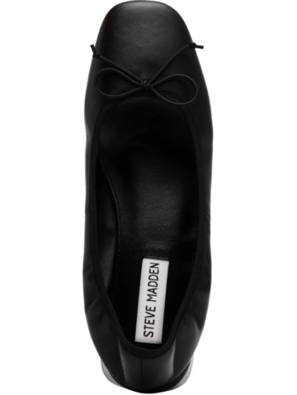 Steve Madden Women's Priscilla Block-Heel Bow Flats - Black Leather - Picture 3 of 5